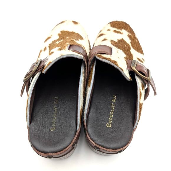 Chocolat Blu Yuna Genuine Calf Hair Clog Women's Cow Print Size US5 EU35 - Picture 10 of 12